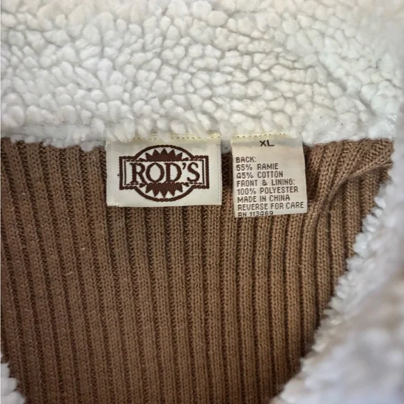 VTG Horse Vest Women’s XL Rod’s Equestrian Rodeo Farm Tan Sherpa Lining 90’s - Picture 5 of 5